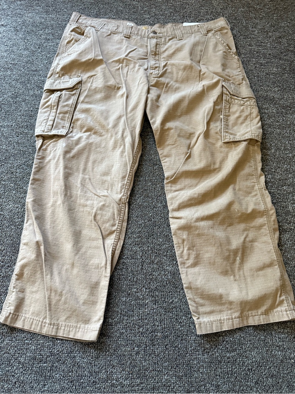 Carhartt Men's Cargo Pants - Light Tan Workwear Relaxed Fit 46 X 32 Thrashed